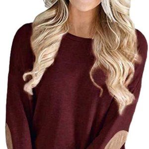 Women's round neck elbow patch Sweatshirt
